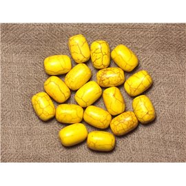 Hilo 39cm 26pc aprox - Cuentas de Piedra Turquesa Sintética Barriles de 14mm Amarillo 