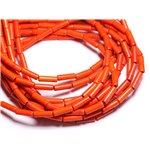 Fil 39cm 29pc env - Perles de Pierre Turquoise Synthèse Tubes 13x4mm Orange 