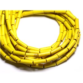 Hilo 39cm 29pc aprox - Perlas de piedra turquesa sintética Tubos 13x4mm Amarillo 