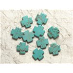 Fil 39cm 25pc env - Perles de Pierre Turquoise Synthèse Croix 15mm Bleu Turquoise 