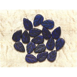 Filo 39 cm 26 pz circa - Perline sintetiche in pietra turchese 14 mm Foglie Blu notte 