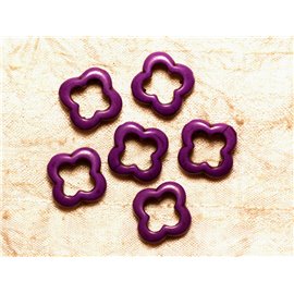 Thread 39cm 18pc approx - Synthetic Turquoise Stone Beads Flower Clover 4 leaves 20mm Purple 
