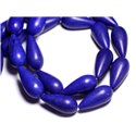 Fil 39cm 15pc env - Perles de Pierre Turquoise Synthèse Gouttes 25x11mm Bleu nuit 