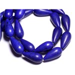 Fil 39cm 15pc env - Perles de Pierre Turquoise Synthèse Gouttes 25x11mm Bleu nuit 