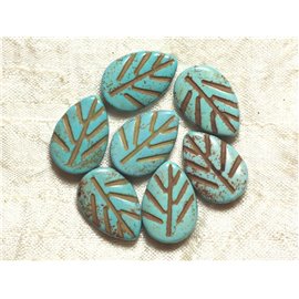 Thread 39cm 18pc approx - Synthetic Turquoise Stone Beads 20mm Turquoise Blue Leaves 