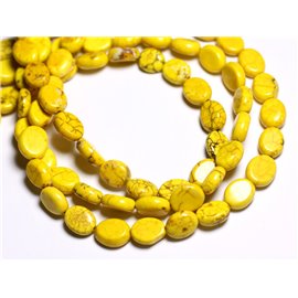 Gewinde ca. 39 cm, 41 Stück - Synthetische türkisfarbene Steinperlen Oval 9 x 7 mm gelb 