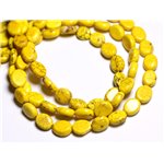 Fil 39cm 41pc env - Perles de Pierre Turquoise Synthèse Ovales 9x7mm Jaune 