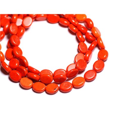 Fil 39cm 41pc env - Perles de Pierre Turquoise Synthèse Ovales 9x7mm Orange 