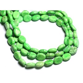 Gewinde ca. 39 cm, 41 Stück - Synthetische türkisfarbene Steinperlen Oval 9 x 7 mm grün 