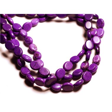 Fil 39cm 41pc env - Perles de Pierre Turquoise Synthèse Ovales 9x7mm Violet 
