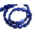 Fil 39cm 41pc env - Perles de Pierre Turquoise Synthèse Ovales 9x7mm Bleu nuit 