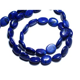 Gewinde ca. 39 cm, 41 Stück - Synthetische türkisfarbene Steinperlen Oval 9 x 7 mm Mitternachtsblau 