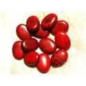 Fil 39cm 19pc env - Perles Pierre Turquoise Synthese Ovales 20x15mm Rouge