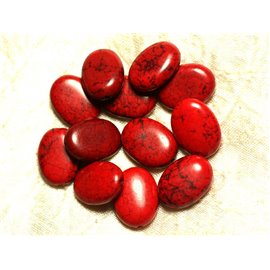 Fil 39cm 18pc env - Perles de Pierre Turquoise Synthèse Ovales 20x15mm Rouge 