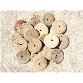 Filo 39 cm circa 138 pz - Perle sintetiche in pietra turchese 18 mm rondelle bianco crema 