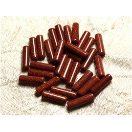 Hilo 39cm 29pc aprox - Tubos de cuentas de piedra solar sintética roja 13x4mm 