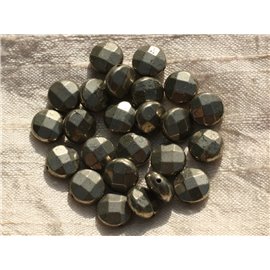 Thread 39cm 37pc approx - Stone Beads - Pyrite Faceted Palets 10mm 