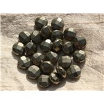 Fil 39cm 37pc env - Perles de Pierre - Pyrite Palets Facettés 10mm 