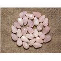 Fil 39cm 31pc env - Perles de Pierre - Quartz Rose Gouttes Facettées 12x8mm 