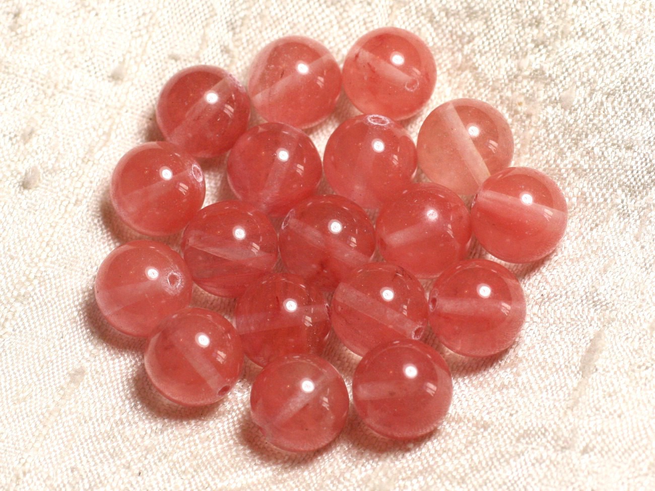 Fil 39cm 31pc env - Perles de Pierre - Quartz Cerise Boules 12mm 