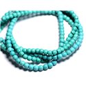 Fil 39cm 92pc env - Perles de Pierre Turquoise Synthèse Reconstituée Boules 4mm Bleu Turquoise