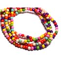 Fil 39cm 95pc env - Perles Pierre Turquoise Synthese Reconstituée Boules 4mm Multicolore