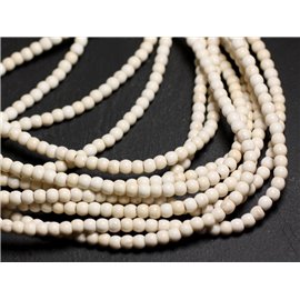 Fil 39cm 92pc environ - Perles Pierre Turquoise Synthèse Boules 4mm Blanc Crème