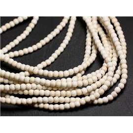 Thread 39cm 92pc approx - Synthetic Reconstituted Turquoise Stone Beads 3-4mm Balls Cream White 