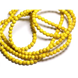 Thread 39cm 92pc approx - Synthetic Reconstituted Turquoise Stone Beads Balls 4mm Yellow 