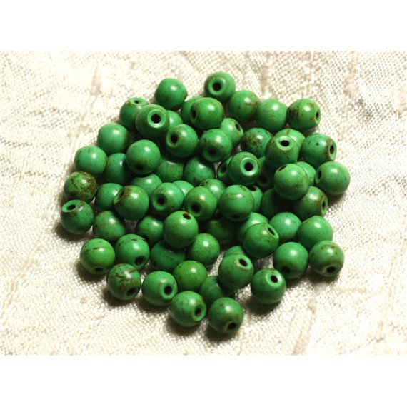 Fil 39cm 63pc env - Perles de Pierre Turquoise Synthèse Reconstituée Boules 6mm Vert 