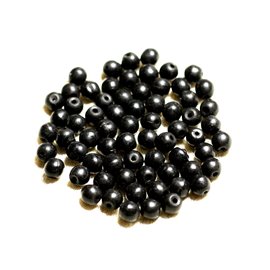 Thread 39cm approx 63pc - Synthetic Reconstituted Turquoise Stone Beads Balls 6mm Black 