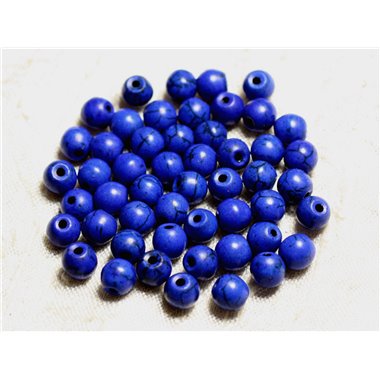 Fil 39cm 63pc env - Perles de Pierre Turquoise Synthèse Reconstituée Boules 6mm Bleu nuit 