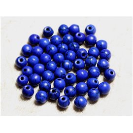 Rijg 39cm ongeveer 63st - Synthetische gereconstitueerde turkoois stenen kralen 6 mm ballen nachtblauw 