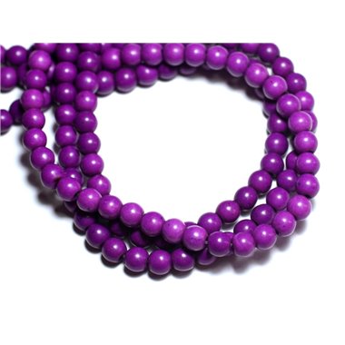 Fil 39cm 63pc env - Perles de Pierre Turquoise Synthèse Reconstituée Boules 6mm Violet 