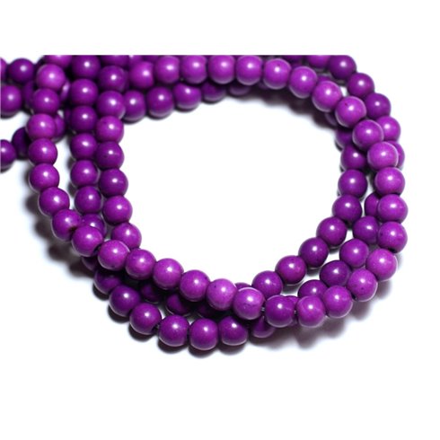 Fil 39cm 63pc env - Perles de Pierre Turquoise Synthèse Reconstituée Boules 6mm Violet 