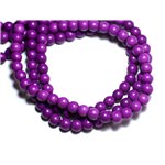 Fil 39cm 63pc env - Perles de Pierre Turquoise Synthèse Reconstituée Boules 6mm Violet 