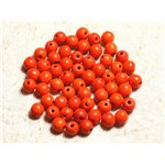 Fil 39cm 63pc env - Perles de Pierre Turquoise Synthèse Reconstituée Boules 6mm Orange 