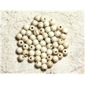 Fil 39cm 63pc env - Perles de Pierre Turquoise Synthèse Reconstituée Boules 6mm Blanc crème 