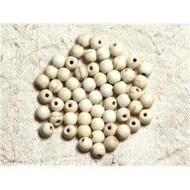 Hilo 39cm aprox 63pc - Cuentas de Piedra Turquesa Síntesis Reconstituida Bolas de 6mm Blanco Crema 