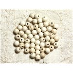 Fil 39cm 63pc env - Perles de Pierre Turquoise Synthèse Reconstituée Boules 6mm Blanc crème 