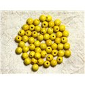 Fil 39cm 63pc env - Perles de Pierre Turquoise Synthèse Reconstituée Boules 6mm Jaune 