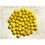 Fil 39cm 63pc env - Perles de Pierre Turquoise Synthèse Reconstituée Boules 6mm Jaune 