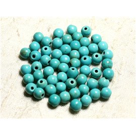 Rijg 39cm ongeveer 63st - Synthetische gereconstitueerde turkoois stenen kralen 6 mm turkoois blauwe ballen 