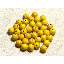 Filo 39 cm circa 48 pz - Perline di pietra turchese ricostituito Synthesis 8mm sfere gialle 