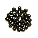 Fil 39cm 48pc env - Perles de Pierre Turquoise Synthèse Reconstituée Boules 8mm Noir 