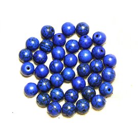 Faden 39cm ca. 48pc - Türkis Steinperlen Rekonstituierte Synthese 8mm Kugeln Mitternachtsblau 