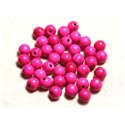 Fil 39cm 48pc env - Perles de Pierre Turquoise Synthèse Reconstituée Boules 8mm Rose Fluo 