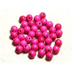 Fil 39cm 48pc env - Perles de Pierre Turquoise Synthèse Reconstituée Boules 8mm Rose Fluo 