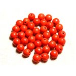 Fil 39cm 48pc env - Perles de Pierre Turquoise Synthèse Reconstituée Boules 8mm Orange 