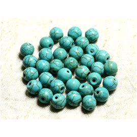 Filo 39 cm circa 48 pz - Perline di pietra turchese Ricostituito Synthesis 8mm Sfere blu turchese 